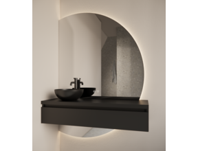 Badkamerspiegel Calypso Halve Maan Links 140 cm met Dimbaar LED verlichting en verwarming
