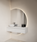 Badkamerspiegel Calypso Halve Maan Links 140 cm met Dimbaar LED verlichting en verwarming