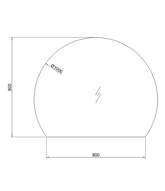 Spiegel Halve Maan Horizon 100cm - met dimbaar ledverlichting - Touch bediening Spiegelverwarming (Optioneel)