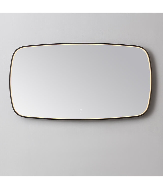 SANI-SUPPLY Spiegel Element Ovaal Mat Zwart 120cm - met dimbaar ledverlichting - Touch bediening - Spiegelverwarming (Optioneel)