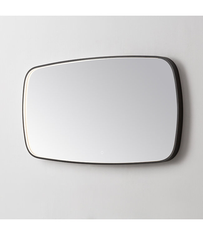 Spiegel Element Ovaal Mat Zwart 140cm - met dimbaar ledverlichting - Touch bediening - Spiegelverwarming (Optioneel)