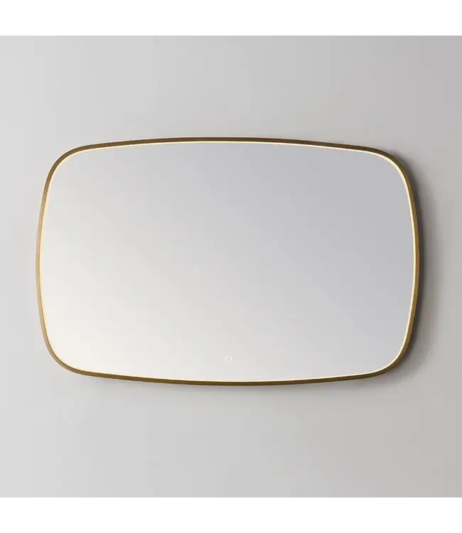 Spiegel Element Ovaal Geborsteld Goud 100cm - met dimbaar ledverlichting - Touch bediening - Spiegelverwarming (Optioneel)