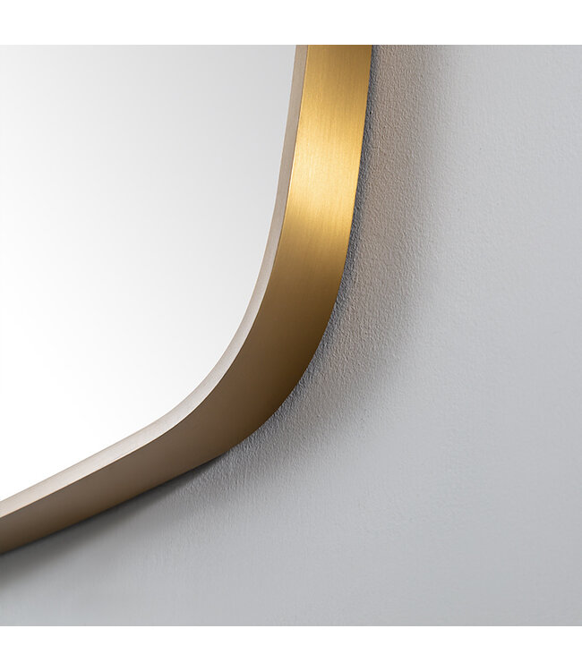 Spiegel Element Ovaal Geborsteld Goud 100cm - met dimbaar ledverlichting - Touch bediening - Spiegelverwarming (Optioneel)