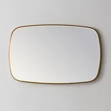 Spiegel Element Ovaal Geborsteld Goud 140cm - met dimbaar ledverlichting - Touch bediening - Spiegelverwarming (Optioneel)