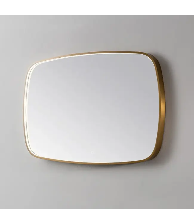 Spiegel Element Ovaal Geborsteld Goud 140cm - met dimbaar ledverlichting - Touch bediening - Spiegelverwarming (Optioneel)