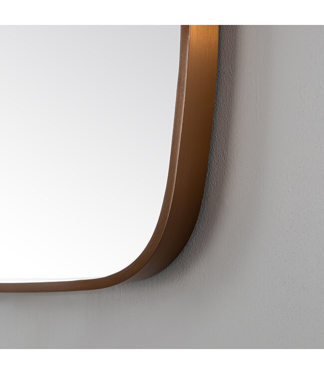 Spiegel Element Ovaal Geborsteld Brons Koper 120cm - met dimbaar ledverlichting - Touch bediening - Spiegelverwarming (Optioneel)