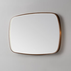 Spiegel Element Ovaal Geborsteld Brons Koper 120cm - met dimbaar ledverlichting - Touch bediening - Spiegelverwarming (Optioneel)