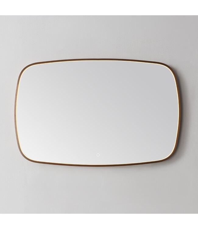Spiegel Element Ovaal Geborsteld Brons Koper 100cm - met dimbaar ledverlichting - Touch bediening - Spiegelverwarming (Optioneel)