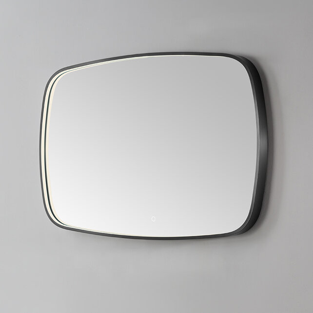 Spiegel Element Ovaal Gunmetal 100cm - met dimbaar ledverlichting - Touch bediening - Spiegelverwarming (Optioneel)