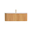SANI-SUPPLY Wastafelmeubel Eleganza Curve met Ribbels Acacia 120 cm met Wastafel enkele wasbak