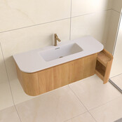 Wastafelmeubel Eleganza Curve met Ribbels Acacia 120 cm met Wastafel enkele wasbak