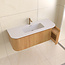 SANI-SUPPLY Wastafelmeubel Eleganza Curve met Ribbels Acacia 120 cm met Wastafel enkele wasbak
