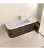 Wastafelmeubel Eleganza Curve met Ribbels Dark Walnoot 120 cm met Wastafel enkele wasbak