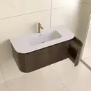 Wastafelmeubel Eleganza Curve met Ribbels Dark Walnoot 100 cm met Wastafel