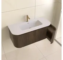 Wastafelmeubel Eleganza Curve met Ribbels Dark Walnoot 100 cm met Wastafel