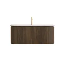 Wastafelmeubel Eleganza Curve met Ribbels Dark Walnoot 100 cm met Wastafel