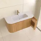 Wastafelmeubel Eleganza Curve met Ribbels Acacia 100 cm met Wastafel