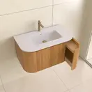 Wastafelmeubel Eleganza Curve met Ribbels Acacia 80 cm met Wastafel