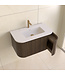 Wastafelmeubel Eleganza Curve met Ribbels Dark Walnoot 80 cm met Wastafel