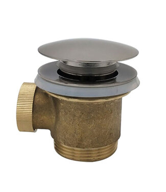 Wiesbaden Caral clickwaste geborsteld Staal afvoerplug vrijstaand bad 1 1/2" - 21.6006