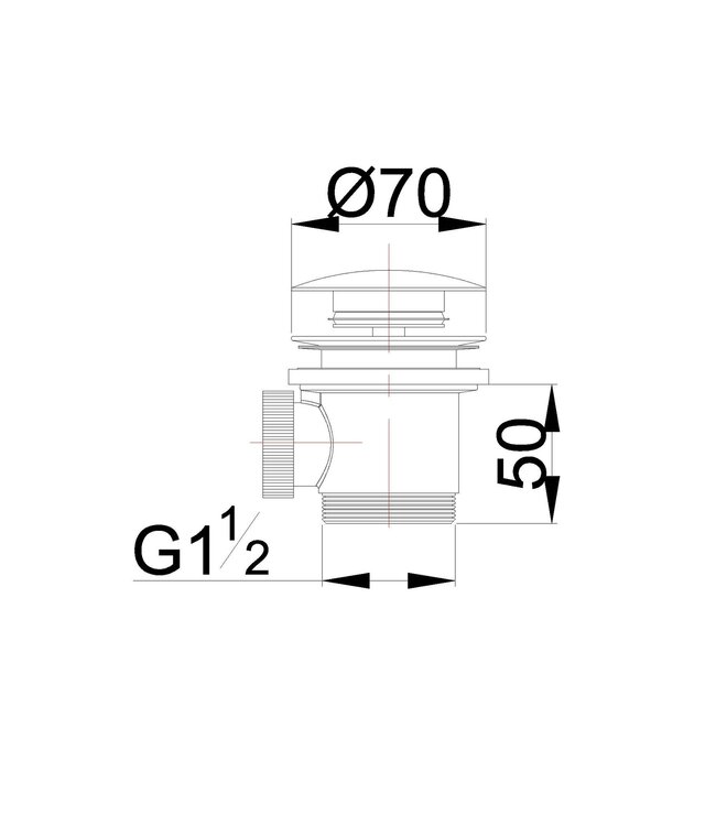 Caral clickwaste Mat Zwart  afvoerplug vrijstaand bad 1 1/2" - 21.6007
