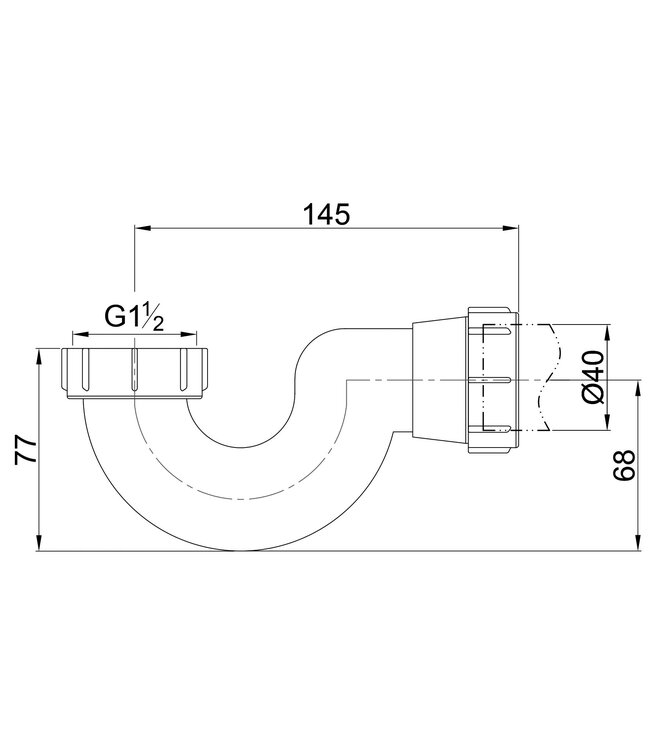 Sifon 1 1/2" x 40 mm voor vrijstaande baden
