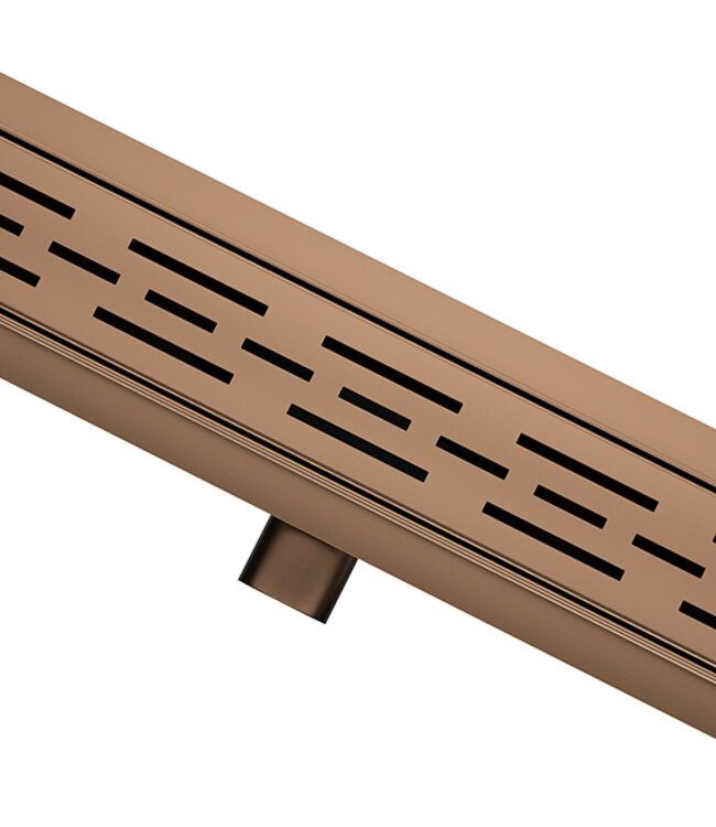 Douchegoot Geborsteld Brons Koper 80cm met Flens - Uitneembaar Sifon + uitneembaar haarfilter - 33.4621