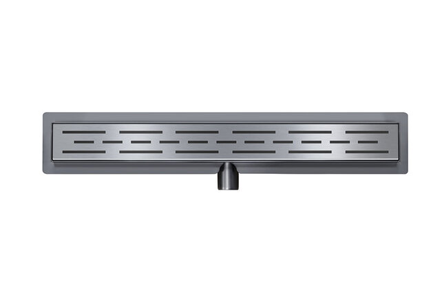 Douchegoot Gunmetal 100cm met Flens - Uitneembaar Sifon + uitneembaar haarfilter - 33.4633