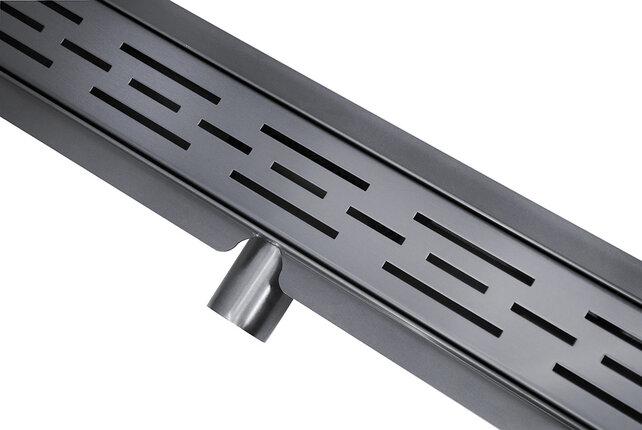 Douchegoot Gunmetal 100cm met Flens - Uitneembaar Sifon + uitneembaar haarfilter - 33.4633