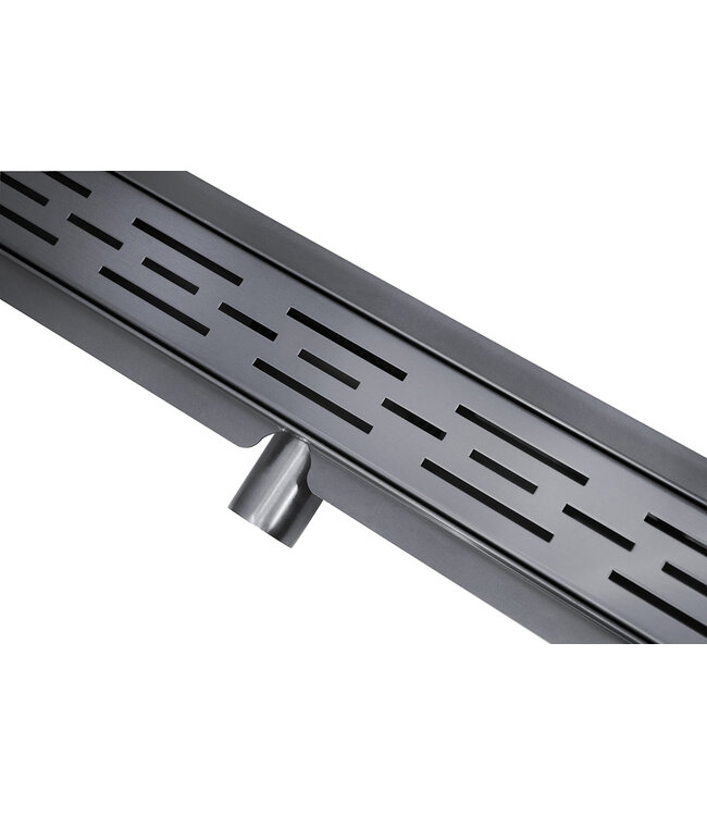 Douchegoot Gunmetal 90cm met Flens - Uitneembaar Sifon + uitneembaar haarfilter - 33.4632