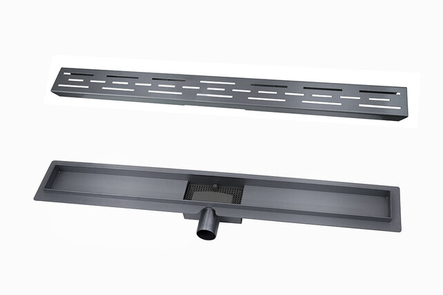 Douchegoot Gunmetal 80cm met Flens - Uitneembaar Sifon + uitneembaar haarfilter - 33.4631