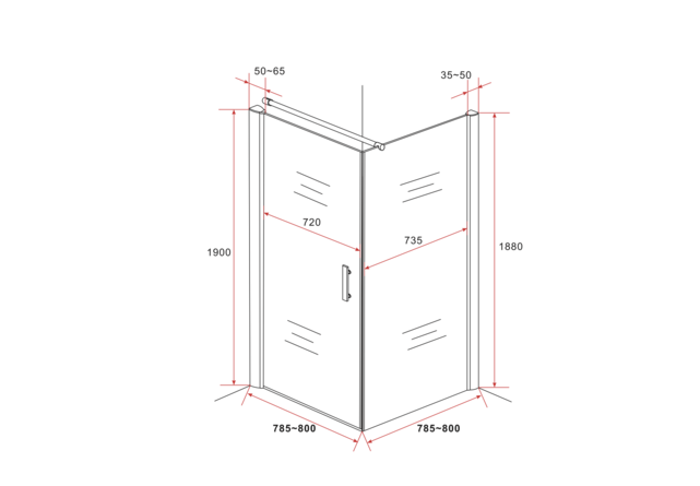 Douchecabine Azura 80x80x190cm Helderglas nano-coating anti-kalk 6mm Veiligheidsglas