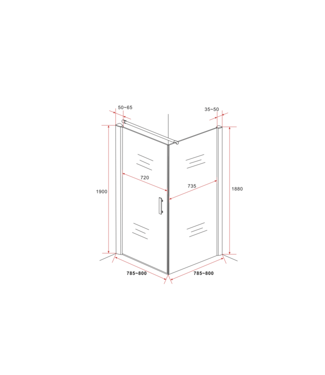 Douchecabine Azura 80x80x190cm Helderglas nano-coating anti-kalk 6mm Veiligheidsglas