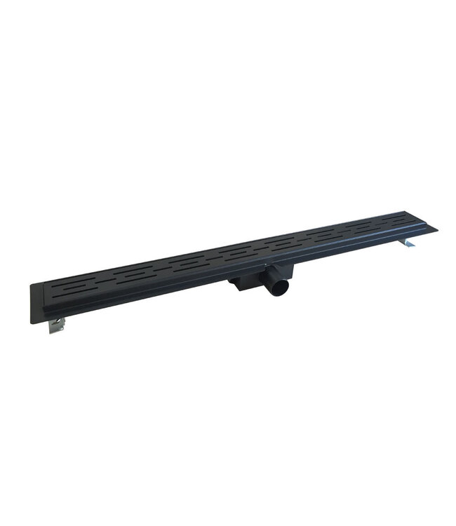 Douchegoot Mat Zwart 50cm met Flens - Uitneembaar Sifon + uitneembaar haarfilter - 33.4191