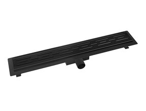 Douchegoot Mat Zwart 60cm met Flens - Uitneembaar Sifon + uitneembaar haarfilter - 33.4192