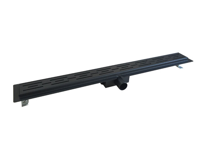 Douchegoot Mat Zwart 60cm met Flens - Uitneembaar Sifon + uitneembaar haarfilter - 33.4192