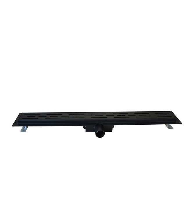 Douchegoot Mat Zwart 70cm met Flens - Uitneembaar Sifon + uitneembaar haarfilter - 33.4185