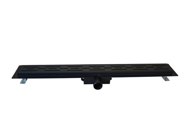 Douchegoot Mat Zwart 80cm met Flens - Uitneembaar Sifon + uitneembaar haarfilter - 33.4186