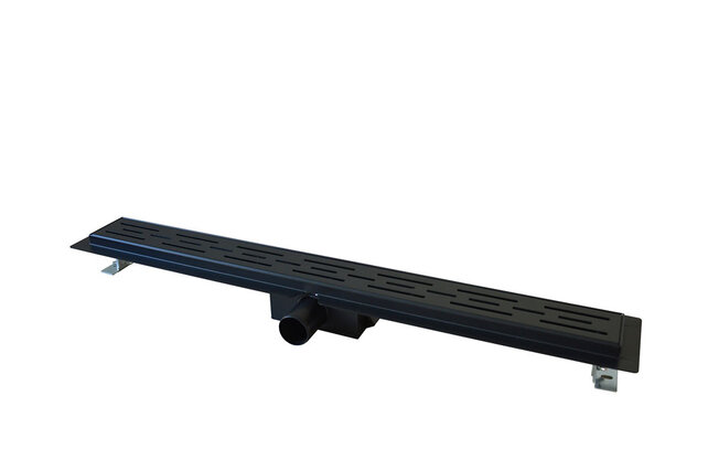 Douchegoot Mat Zwart 90cm met Flens - Uitneembaar Sifon + uitneembaar haarfilter - 33.4187 Douchegoot Mat Zwart 90cm met Flens - Uitneembaar Sifon + uitneembaar haarfilter - 33.4187