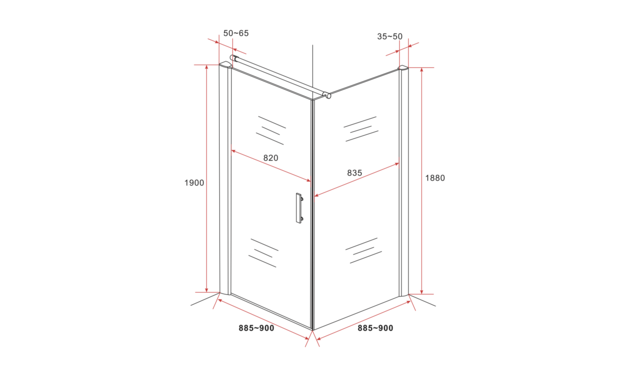 Douchecabine Azura 90x90x190cm Helderglas nano-coating anti-kalk 6mm Veiligheidsglas
