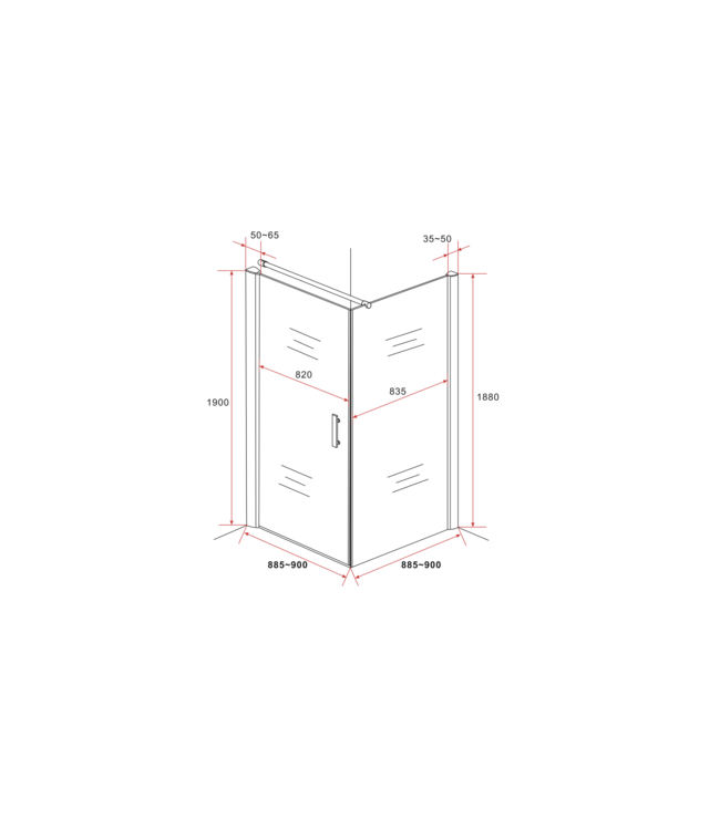 Douchecabine Azura 90x90x190cm Helderglas nano-coating anti-kalk 6mm Veiligheidsglas