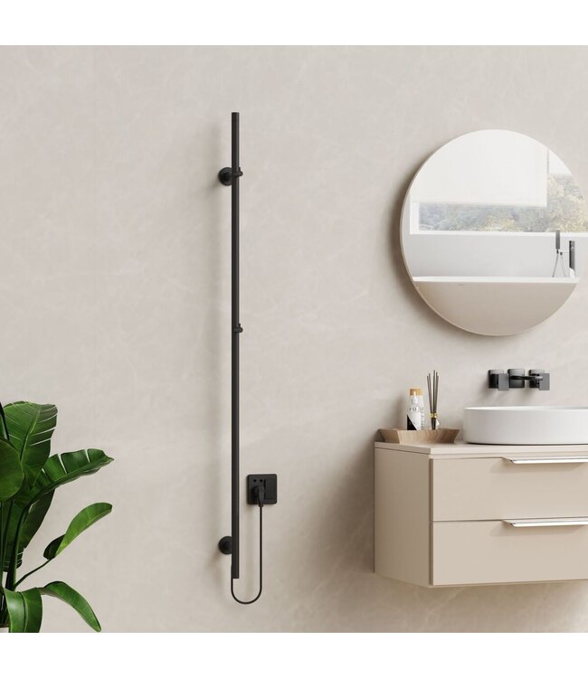 Elektrische Staaf Handdoekradiator Rod Mat Zwart Enkel 60 Watt