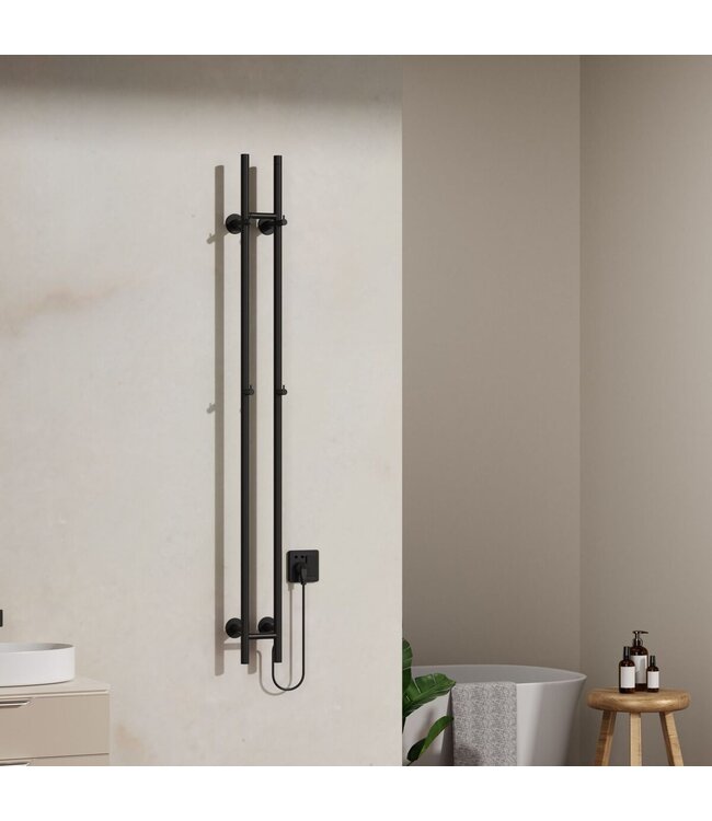 Elektrische Staaf Handdoekradiator Rod Mat Zwart Enkel 60 Watt