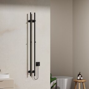 Elektrische Staaf Handdoekradiator Rod Mat Zwart Dubbel 120 Watt