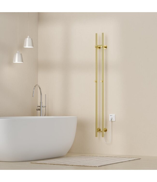 Elektrische Staaf Handdoekradiator Rod Geborsteld Goud Enkel 60 Watt