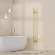 Elektrische Staaf Handdoekradiator Rod Geborsteld Goud Dubbel 120 Watt