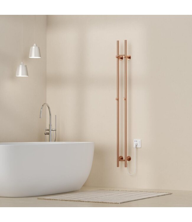 BELRAD Elektrische Staaf Handdoekradiator Rod Geborsteld Koper Dubbel 120 Watt