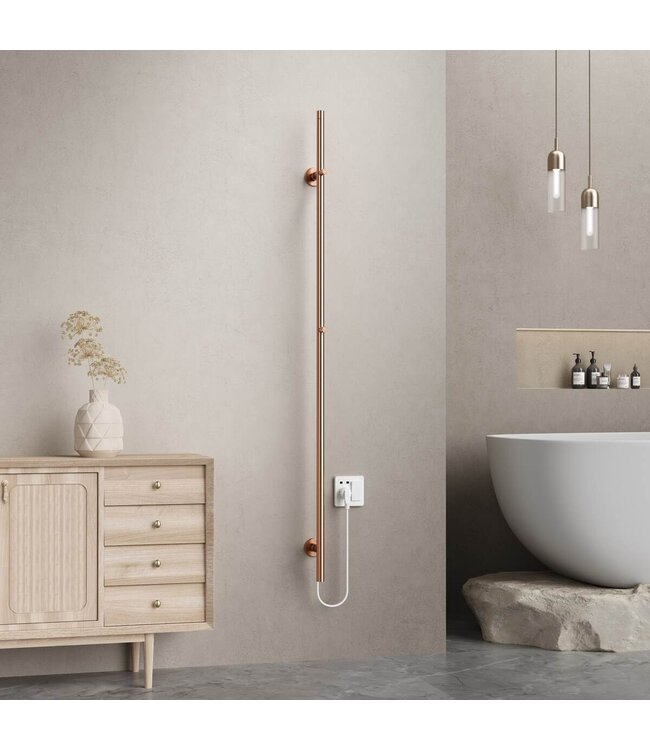 Elektrische Staaf Handdoekradiator Rod Geborsteld Koper Dubbel 120 Watt