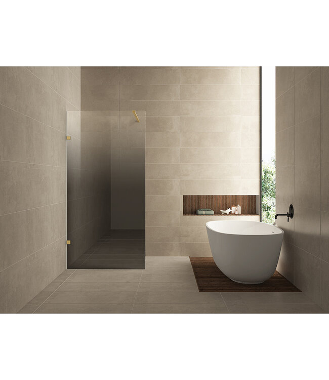 Douchewand 90cm Wiesbaden Less⎢Geborsteld Messing⎢8mm Spiegel naar Rookglas - 20.3168