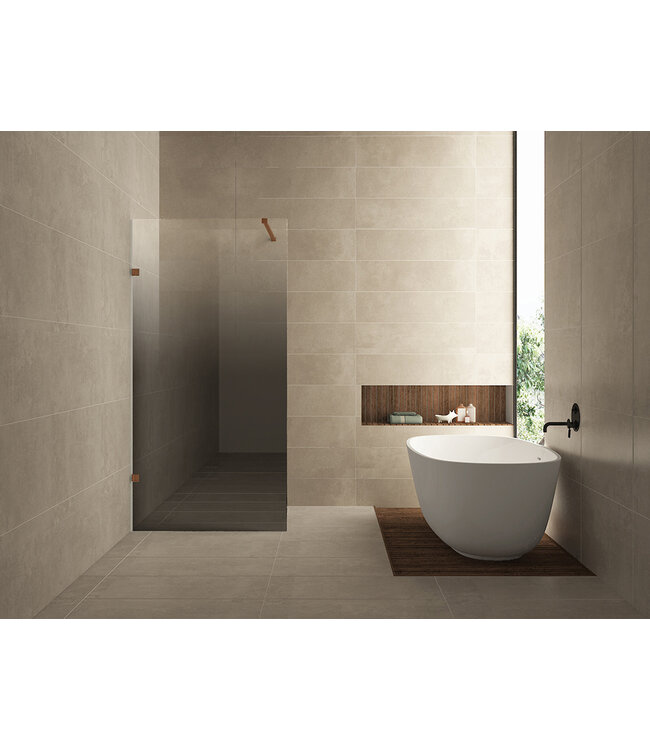 Douchewand 120cm Wiesbaden Less⎢Geborsteld Brons Koper⎢8mm Spiegel naar Rookglas - 20.3184